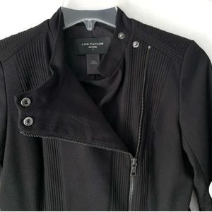 Ann Taylor Peplum Moto Jacket Asymmetrical Zipper Black Size 0